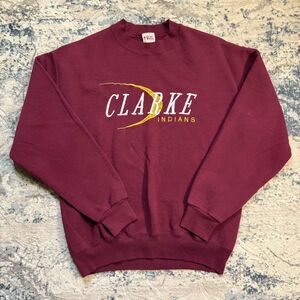 VTG Clarke Indians Pullover Sweatshirt Red Alumni School Y2K Activewear Gym M